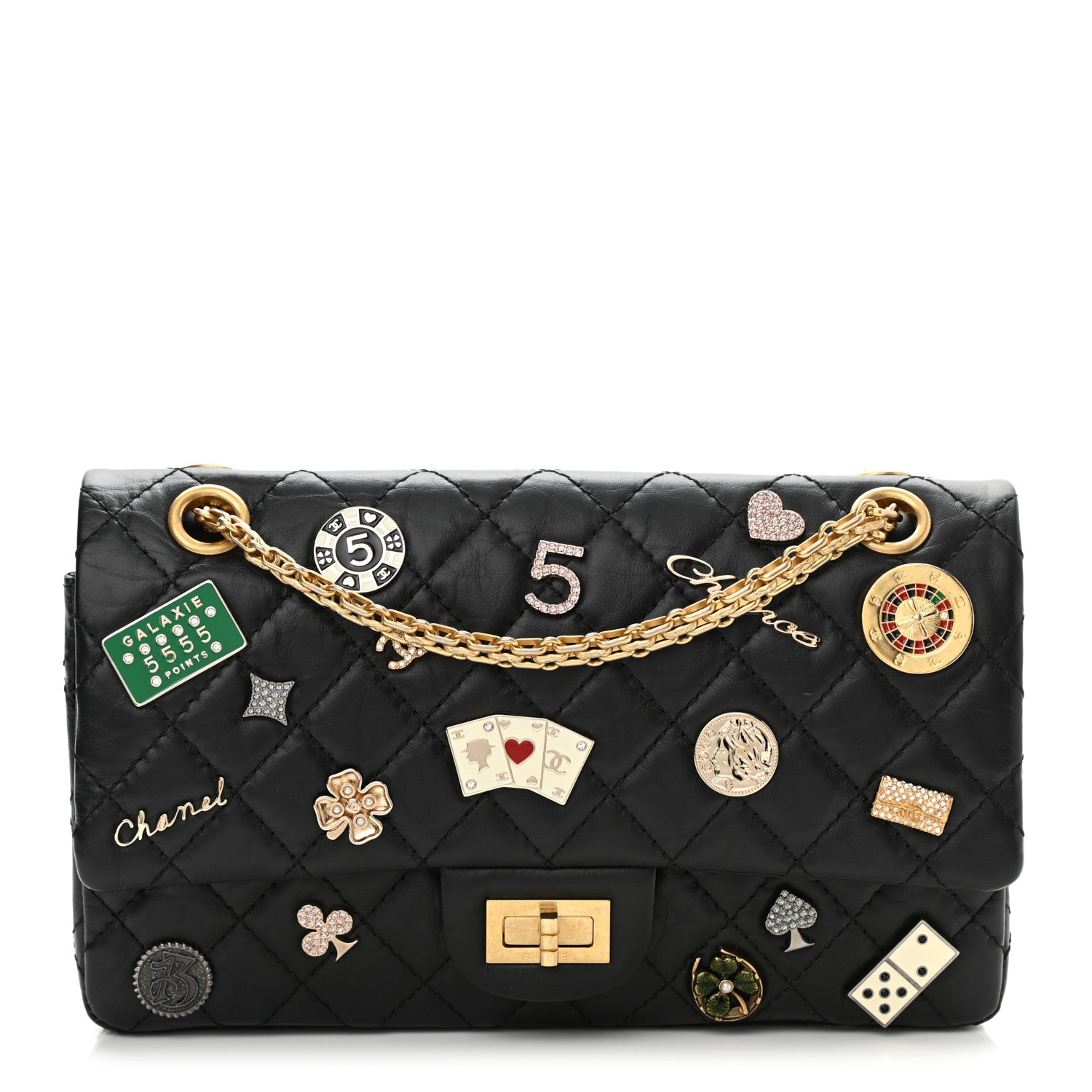 Chanel Aged Calfskin Lucky Charms 2.55 Reissue 225 Flap Black 1 of 11