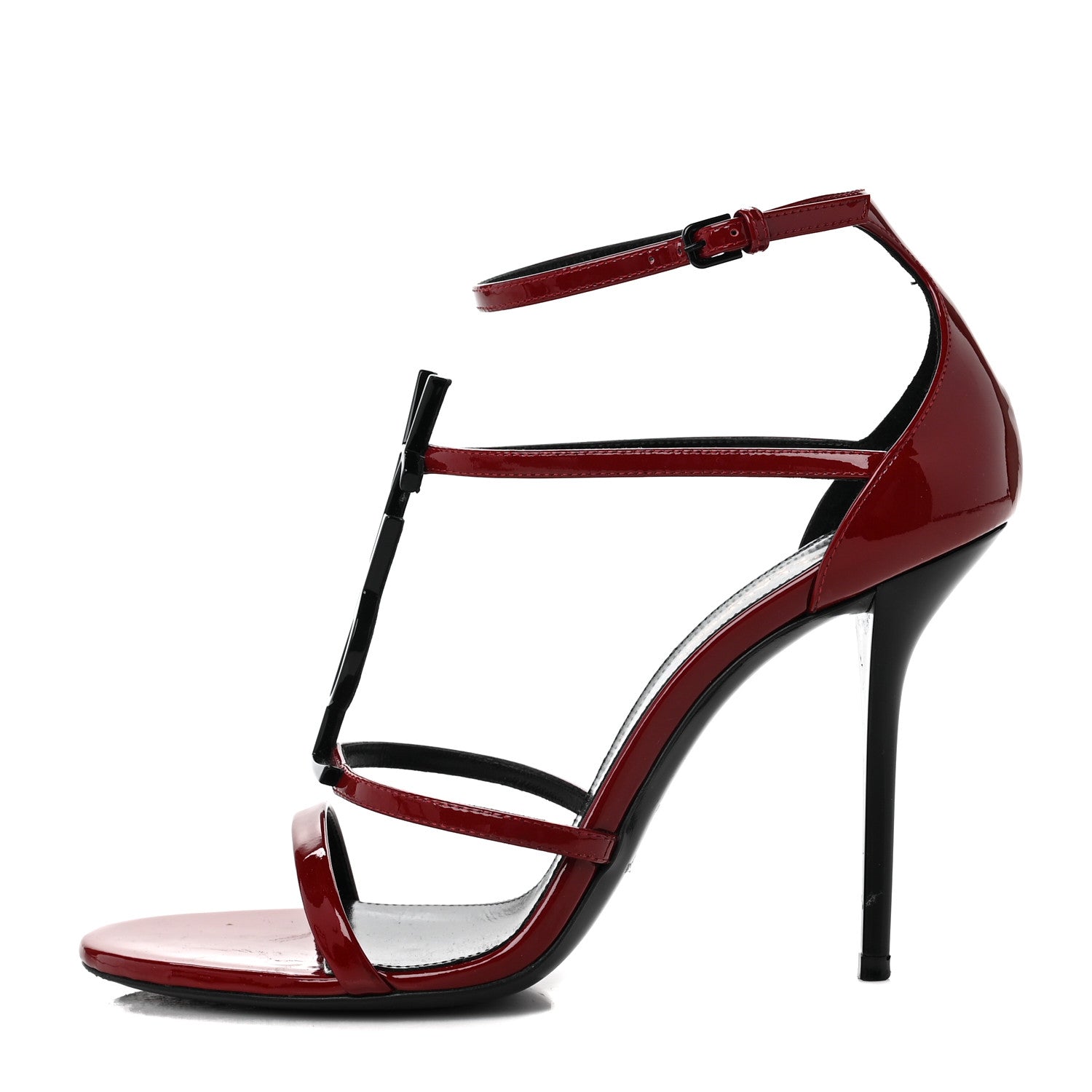 Saint Laurent Patent Calfskin Cassandra 100 Sandals 38.5 Red Laquer 1 of 11