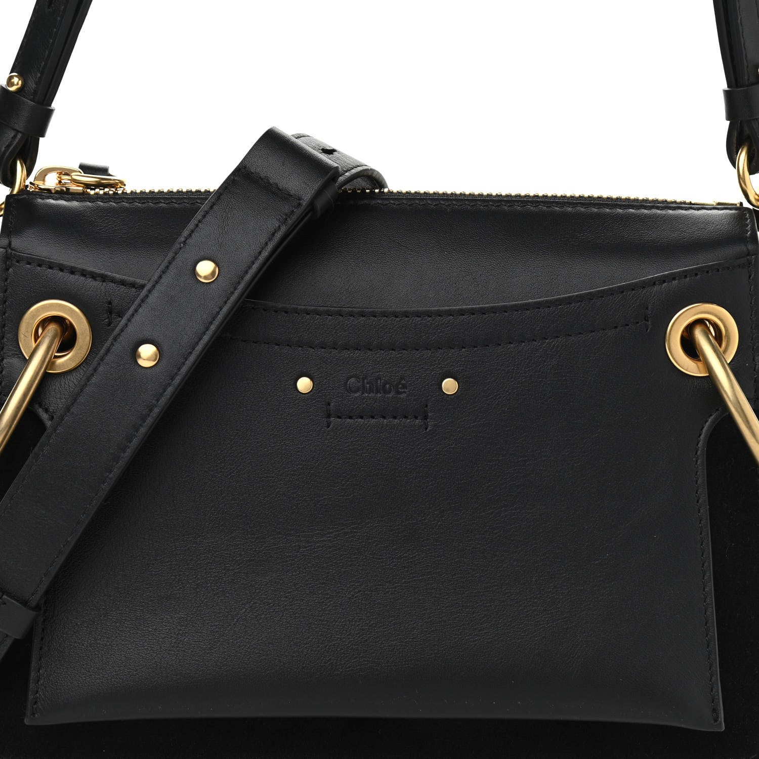 Chloe Calfskin Suede Small Roy Bag Black 8 of 10