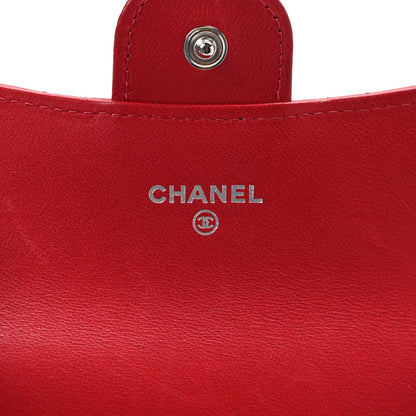Chanel Lambskin Quilted Flap Card Holder Wallet Red 6 of 10