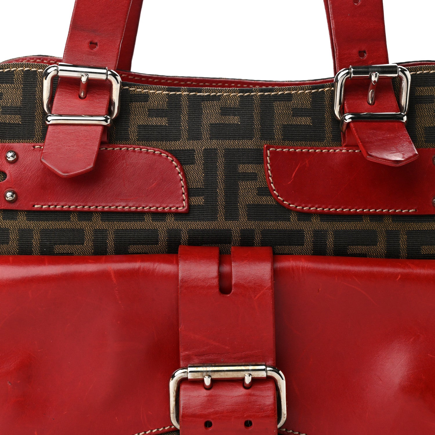 Fendi Zucca Pocket Shoulder Bag Tobacco Red 7 of 9