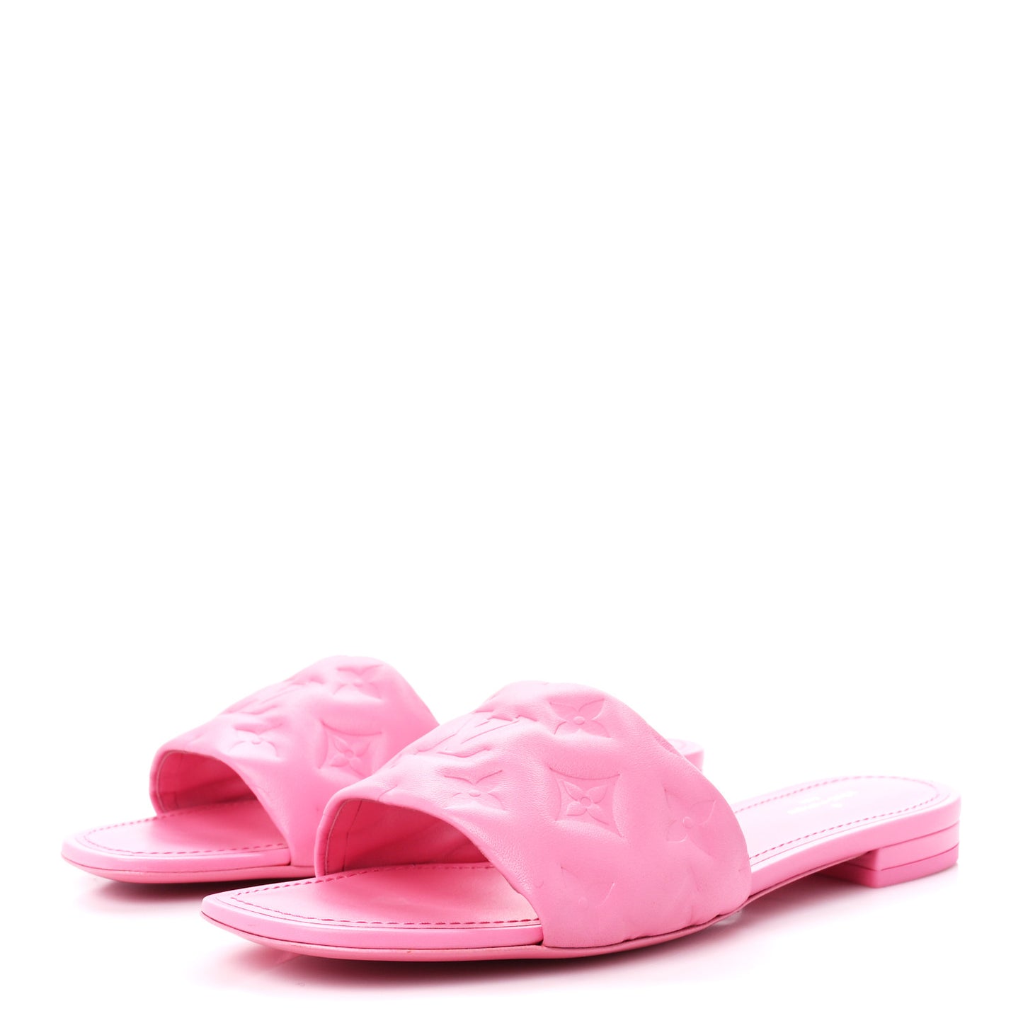 Lambskin Embossed Monogram Revival Flat Mules 38 Rose