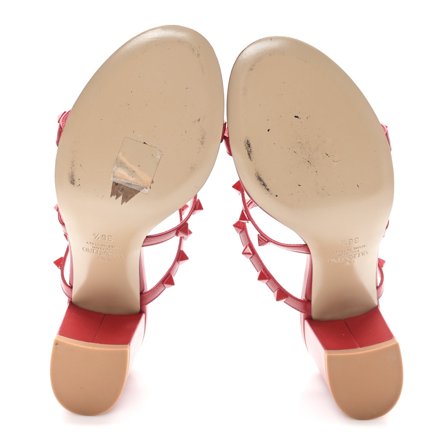 Patent Lacquered Monochrome Rockstud 60mm Caged Slide Sandals 36.5 Rosso Valentino