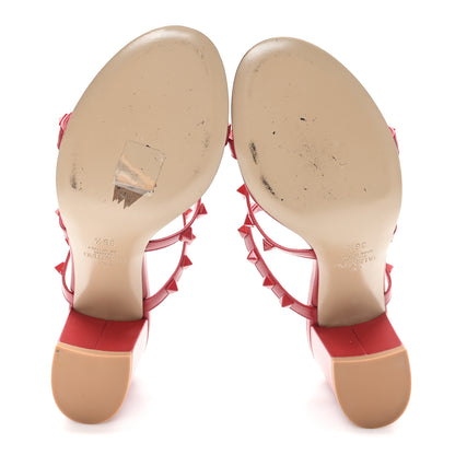 Valentino Garavani Patent Lacquered Monochrome Rockstud 60mm Caged Slide Sandals 36.5 Rosso Valentino 6 of 10