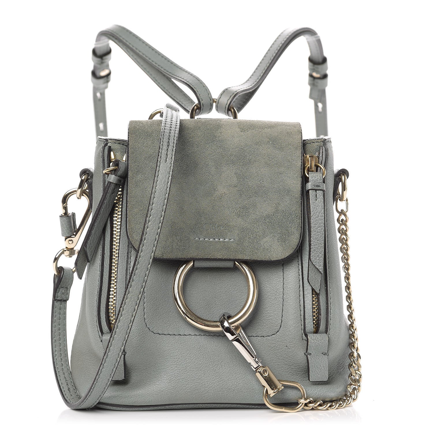 Chloe Suede Calfskin Mini Faye Backpack Cloudy Blue 1 of 10