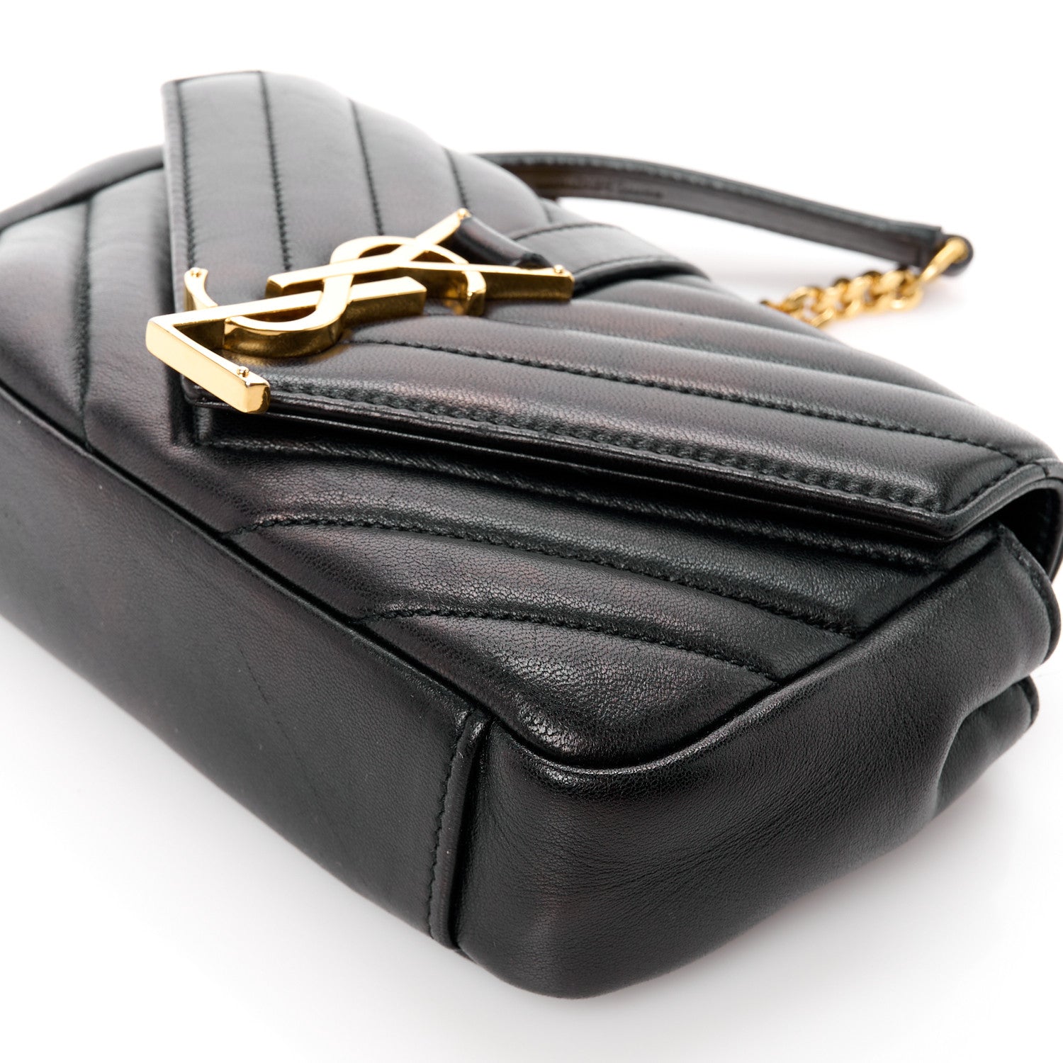 Saint Laurent Sheepskin Matelasse Chevron Monogram Classic Baby Chain Bag Black 11 of 11