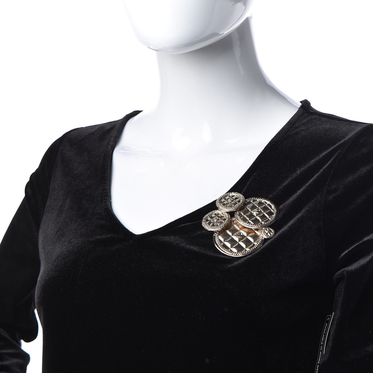 Quilted CC Medallion Brooch Gold