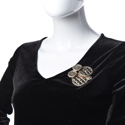 Chanel Quilted CC Medallion Brooch Gold 2 of 4
