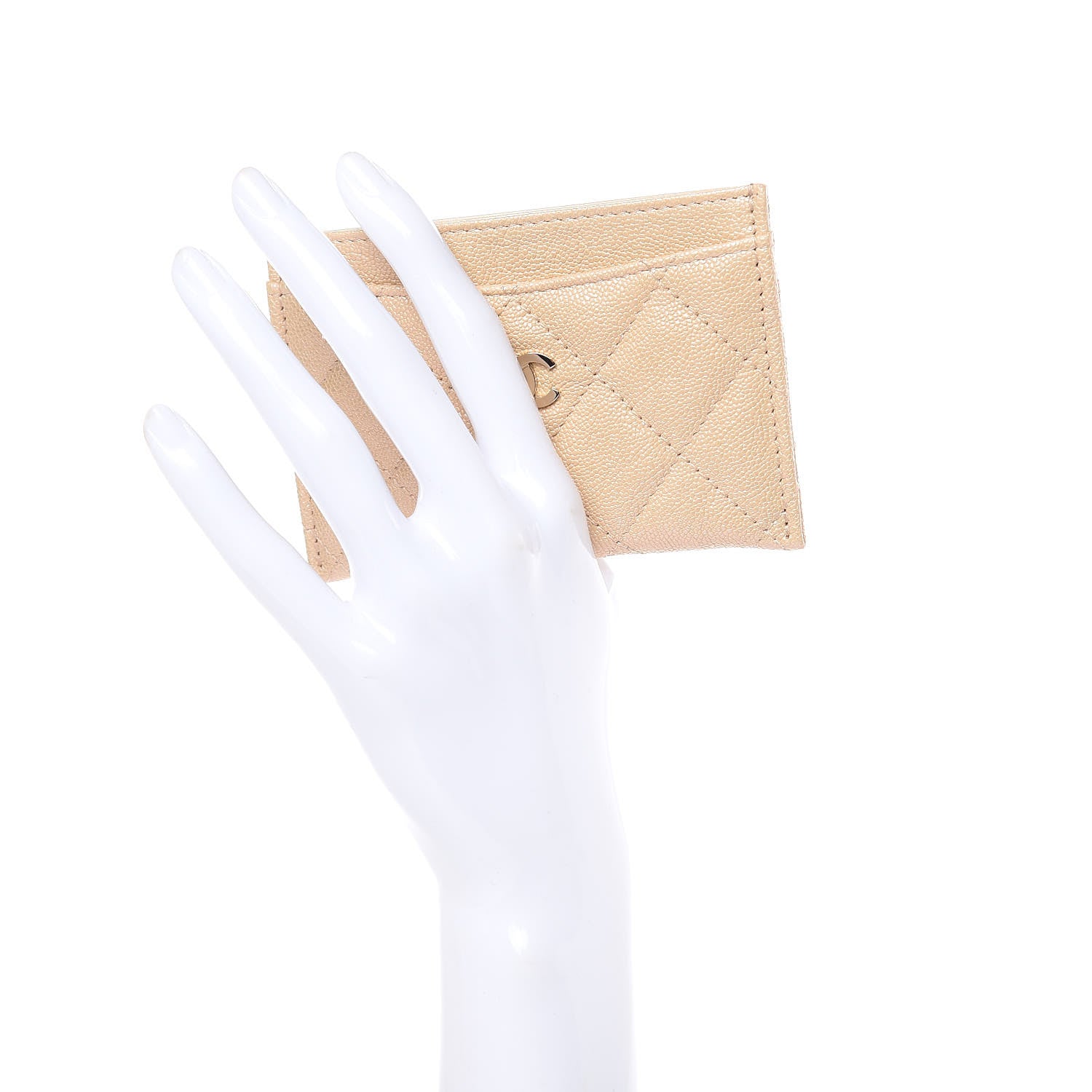Chanel Iridescent Caviar Quilted Card Holder Beige 2 of 9