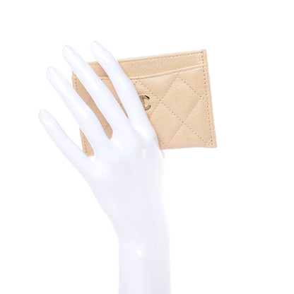Chanel Iridescent Caviar Quilted Card Holder Beige 2 of 9