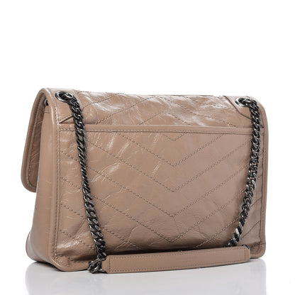 Saint Laurent Crinkled Calfskin Matelasse Monogram Medium Niki Chain Satchel Light Taupe 3 of 10