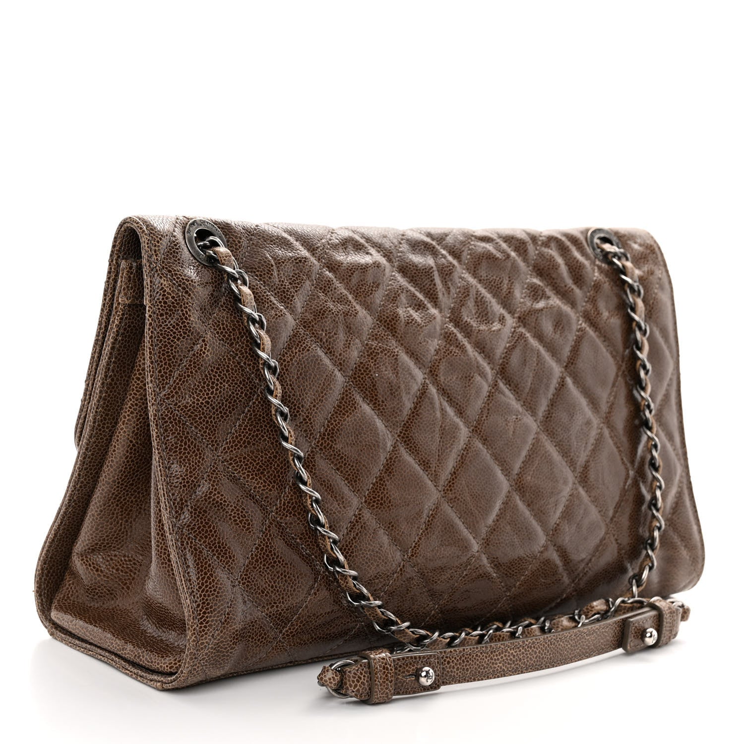 Chanel Crumpled Grained Calfskin Jumbo CC Crave Flap Brown 3 of 10