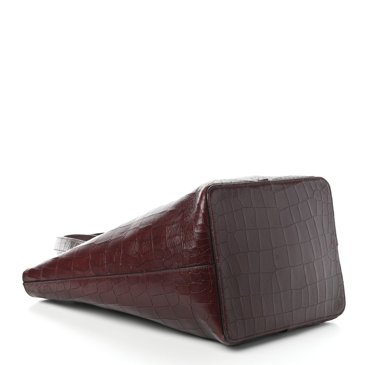Deep Calfskin Crocodile Embossed Kite Bucket Bag Oxblood