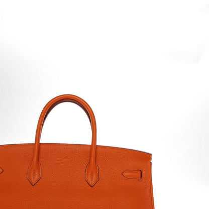 Hermes Taurillon Clemence Birkin 40 Orange 9 of 26