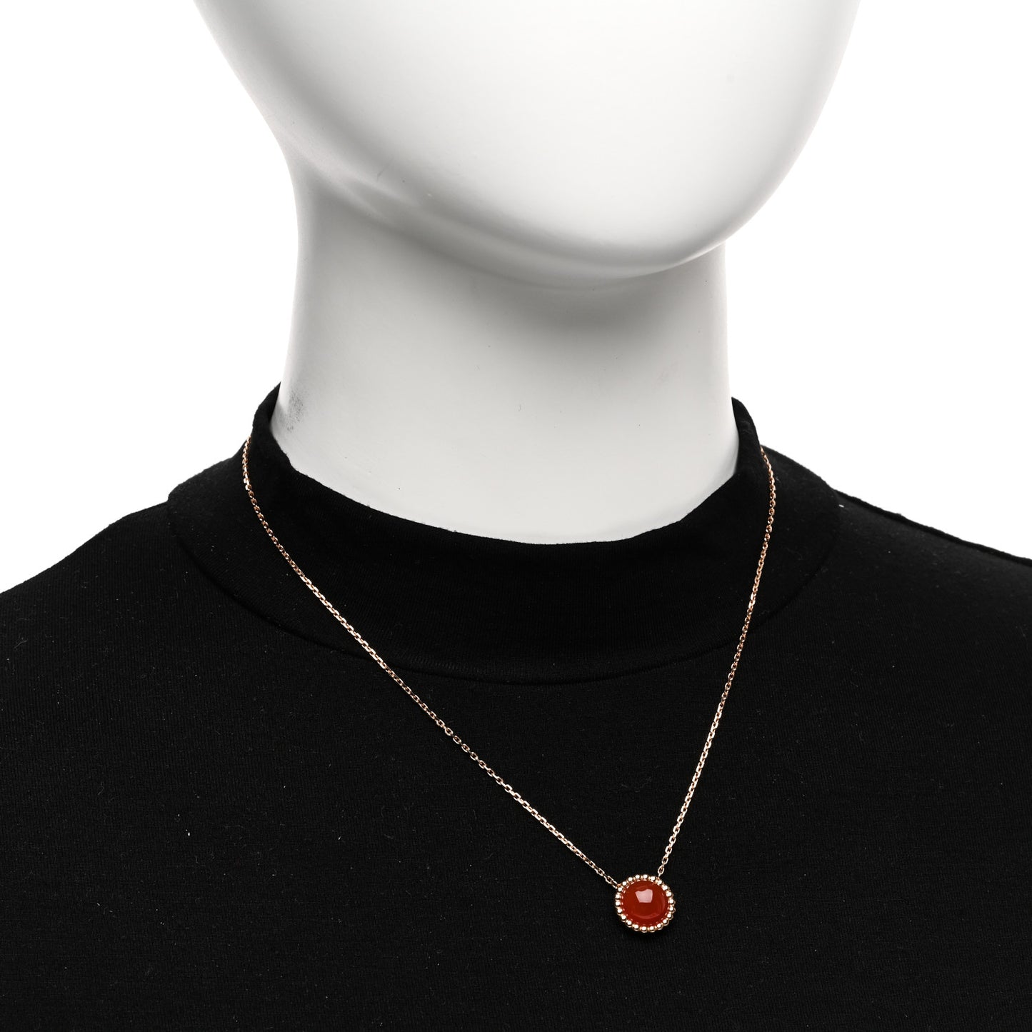 18K Rose Gold Carnelian Perlee Couleurs Pendant Necklace