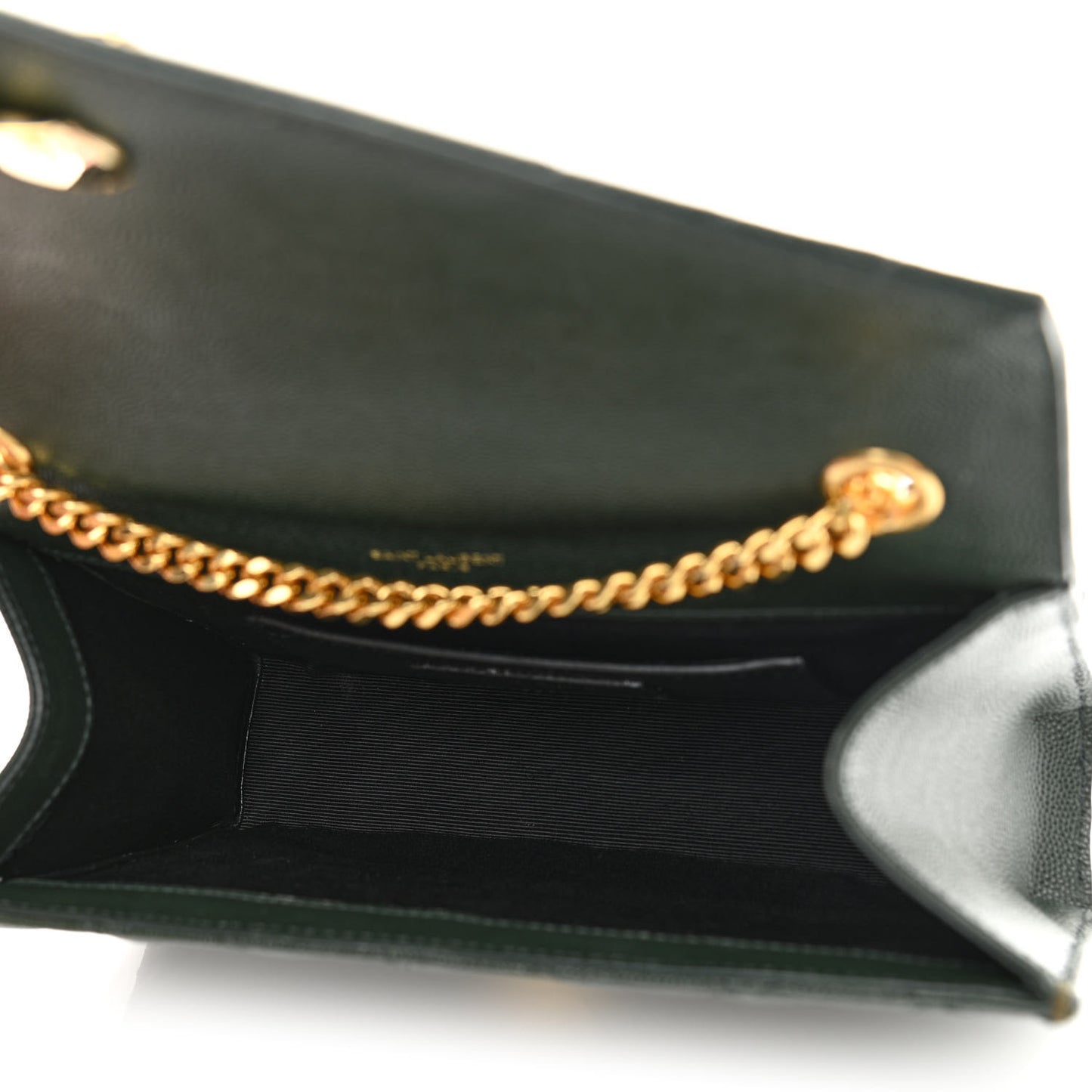 Grain De Poudre Textured Mixed Matelasse Triquilt Small Monogram Satchel Dark Green