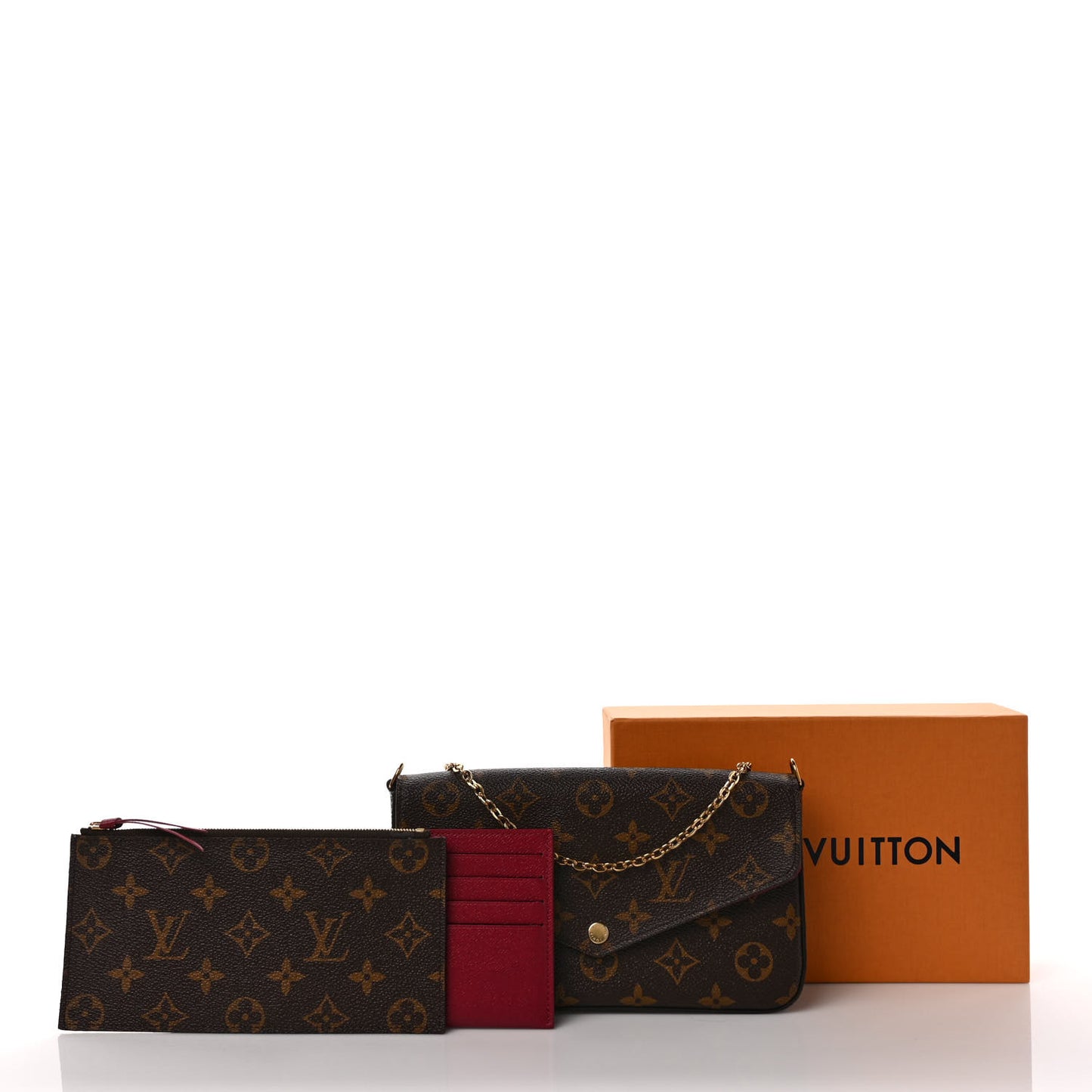 Monogram Pochette Felicie Chain Wallet Fuchsia
