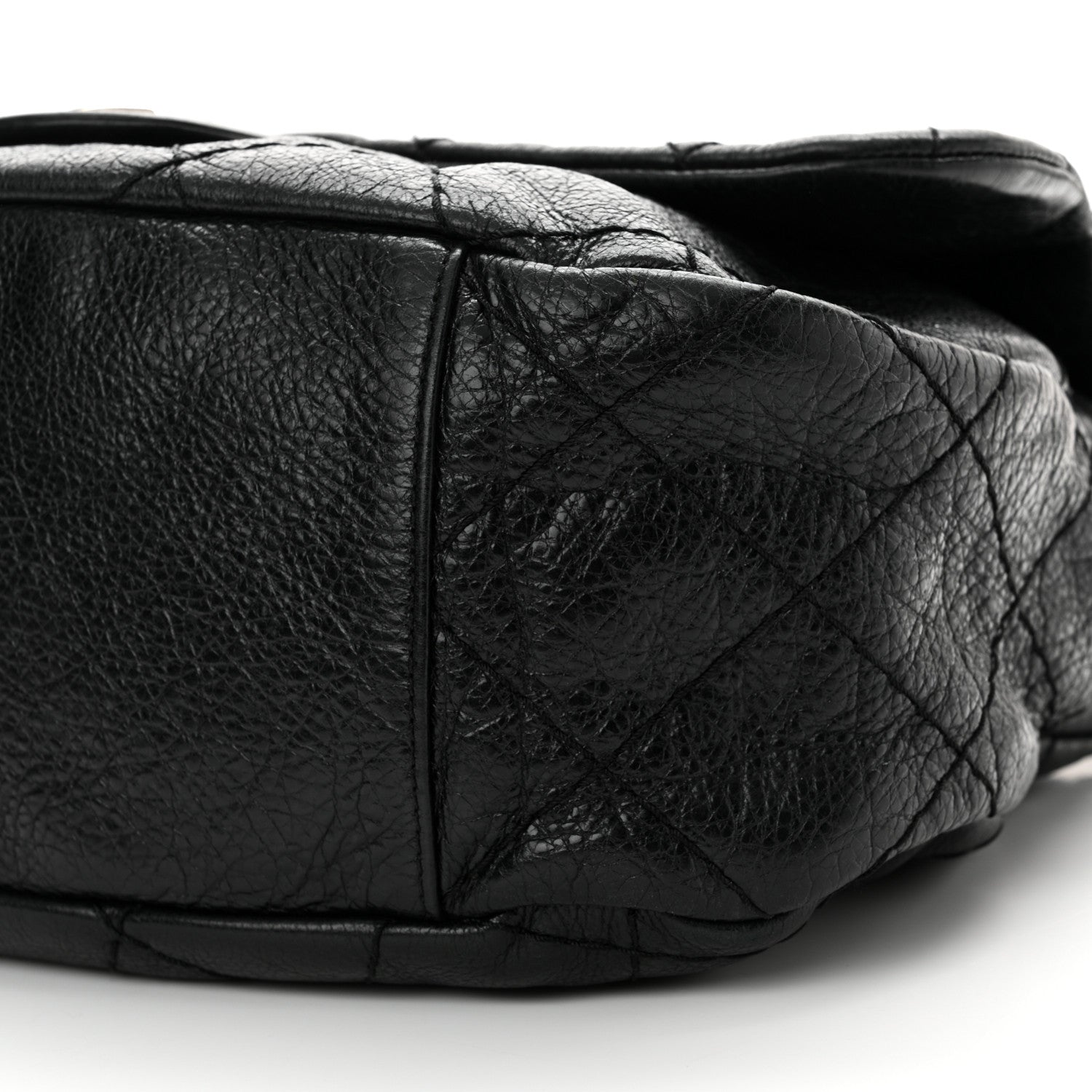 Chanel Glazed Calfskin Stitched XL On The Road Flap Black 9 of 15
