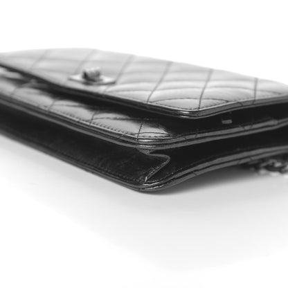 Chanel Metallic Glazed Aged Calfskin Reissue Wallet On Chain WOC Black 10 of 11