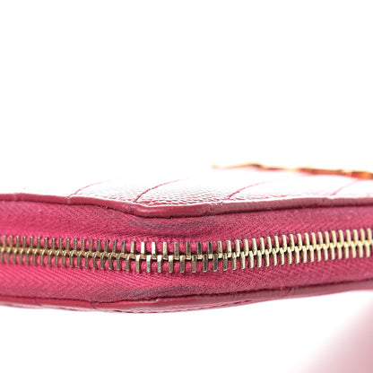 Saint Laurent Grain De Poudre Matelasse Chevron Monogram Zip Around Wallet Bubblegum 8 of 14
