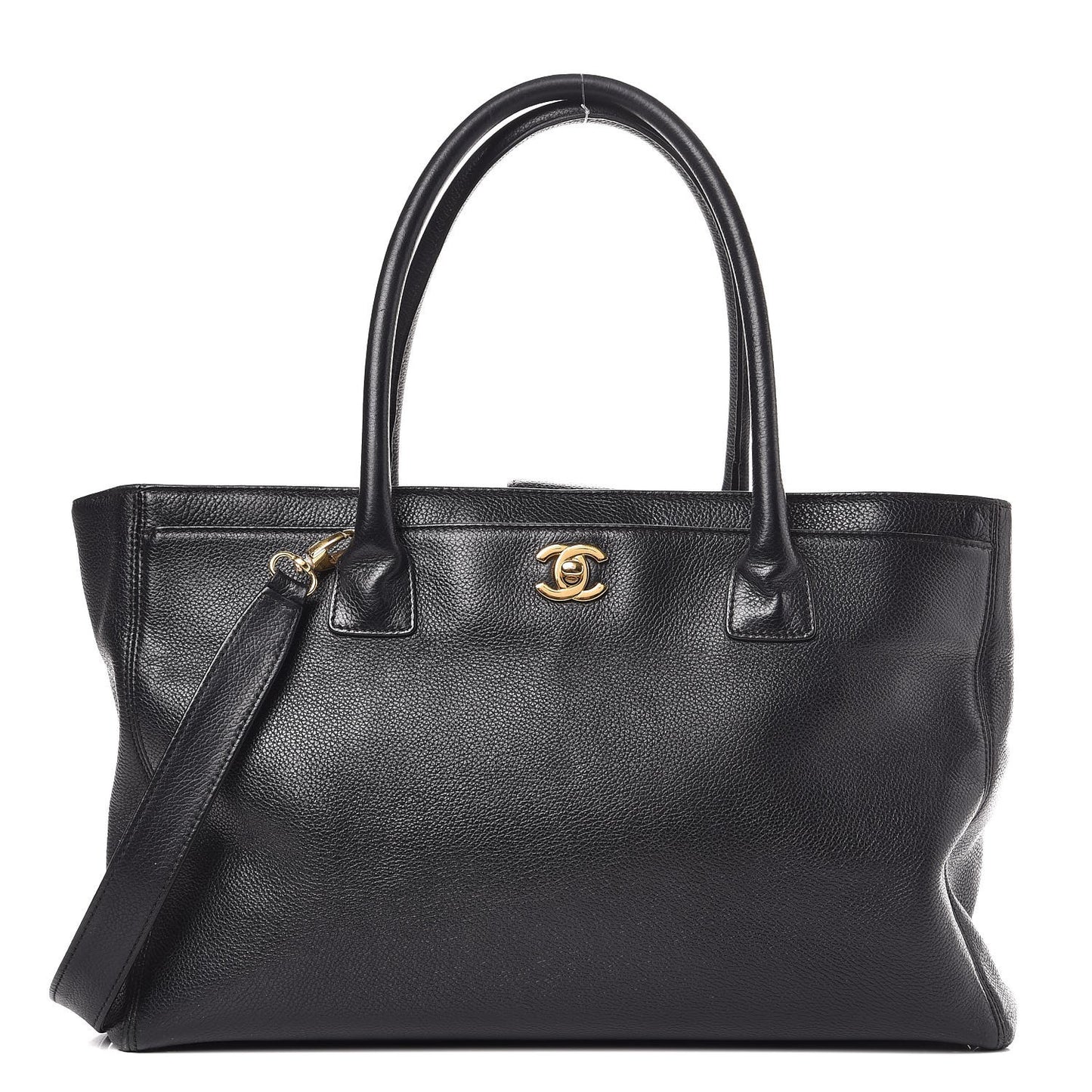 Calfskin Cerf Executive Shopper Tote Black