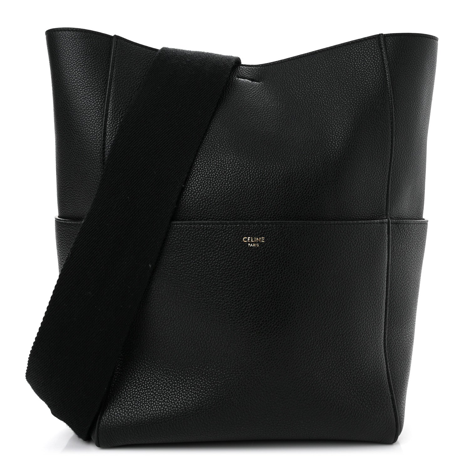 Celine Soft Grained Calfskin Sangle Bucket Bag Black 1 of 11