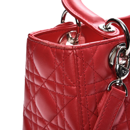 Christian Dior Lambskin Cannage Medium Lady Dior Red 9 of 12