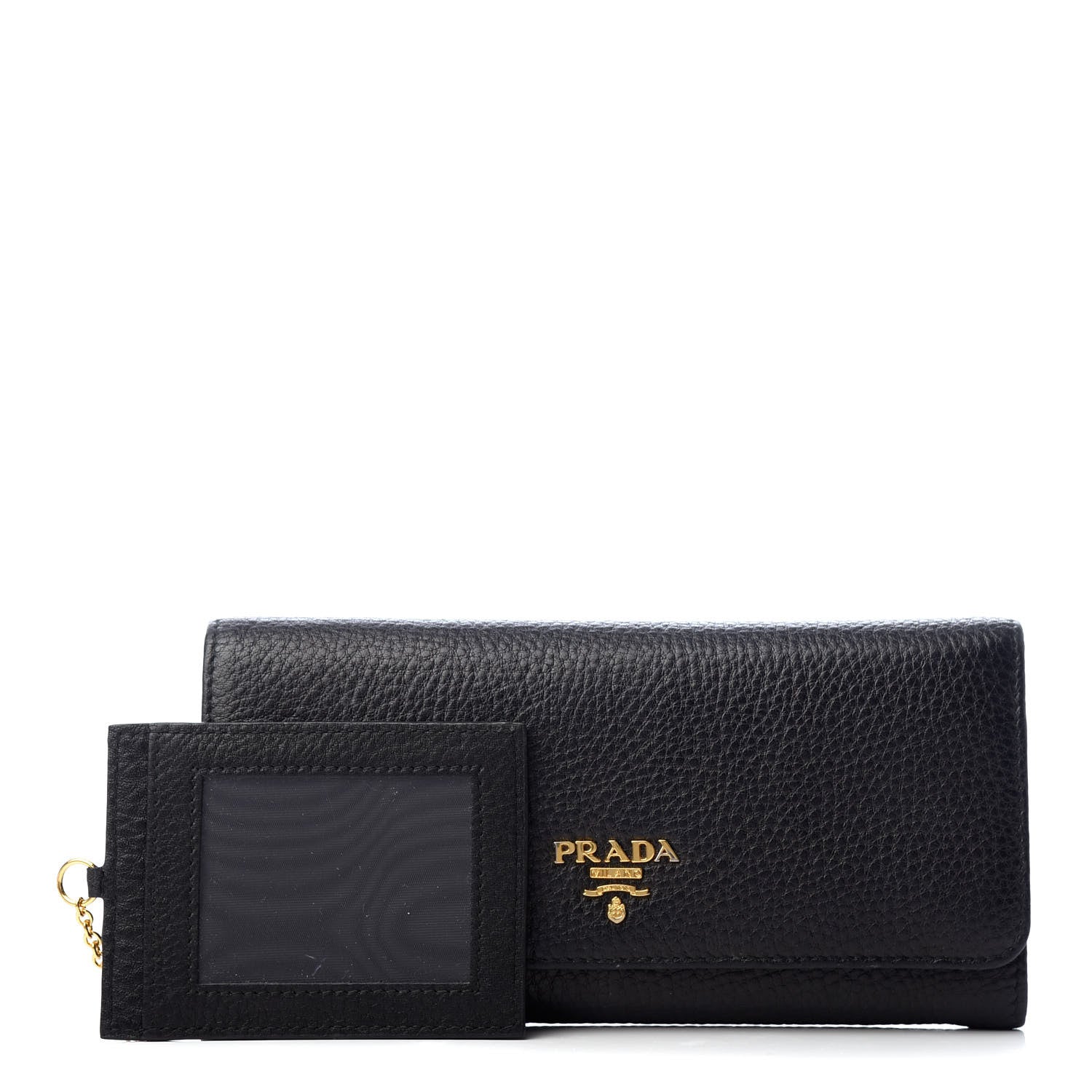 Prada Vitello Daino Continental Flap Wallet Black 1 of 8