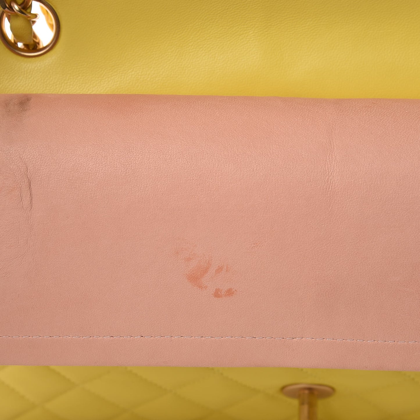Lambskin Quilted Medium Double Flap Yellow