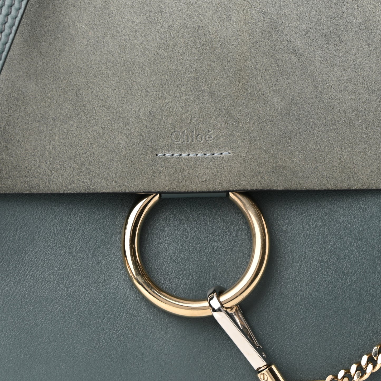 Suede Calfskin Medium Faye Shoulder Bag Cloudy Blue