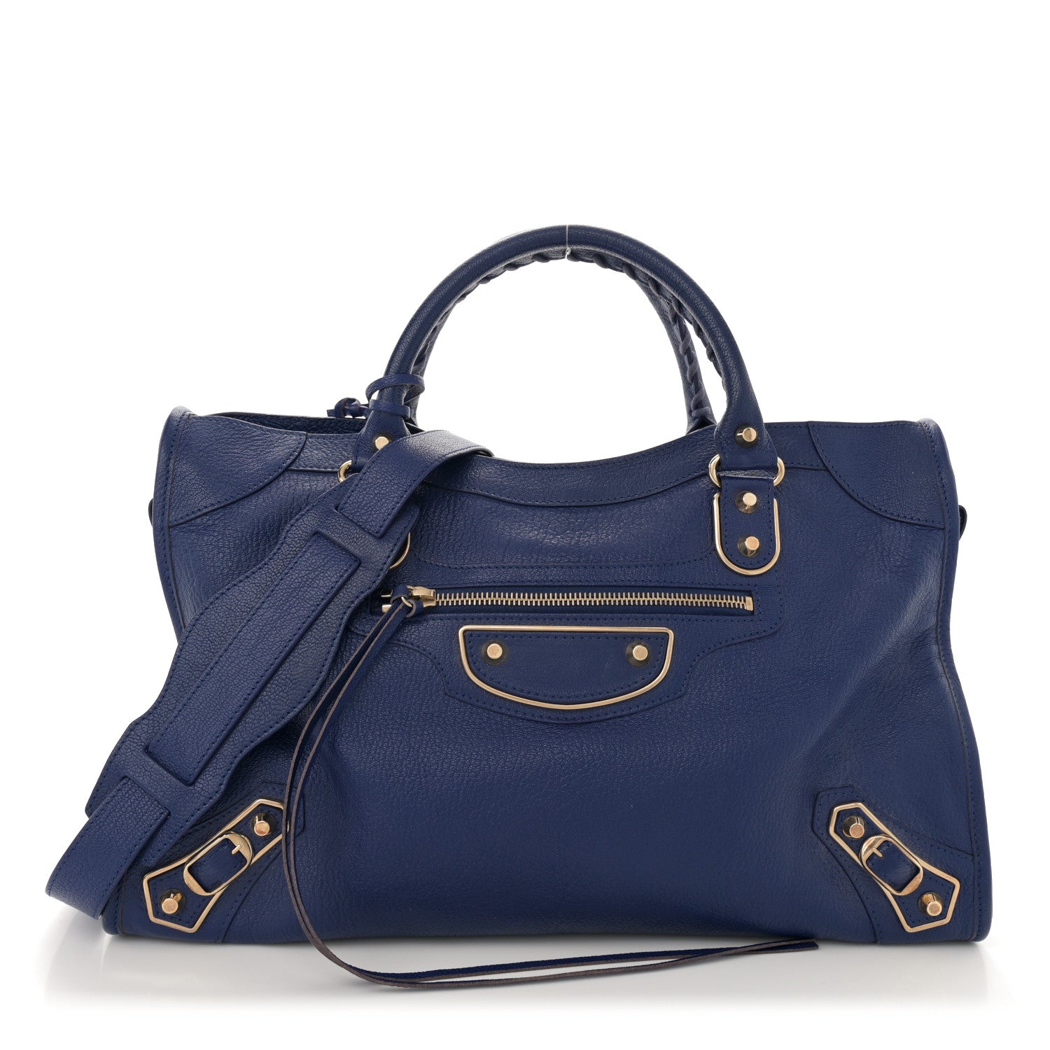 Balenciaga Chevre Gold Metallic Edge Hardware City Bleu Roi 1 of 14