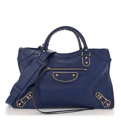Balenciaga Chevre Gold Metallic Edge Hardware City Bleu Roi 1 of 14