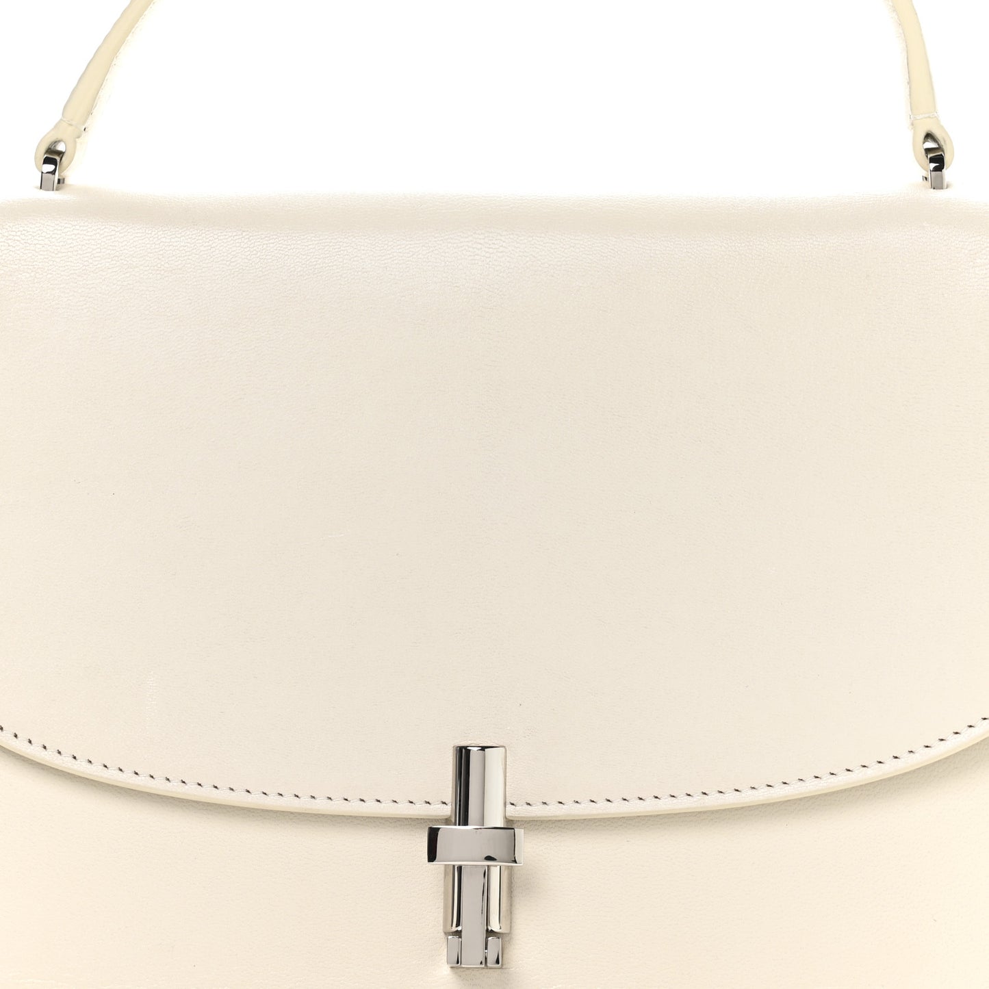 Sleek Calfskin The Sofia 10 Top Handle Ivory