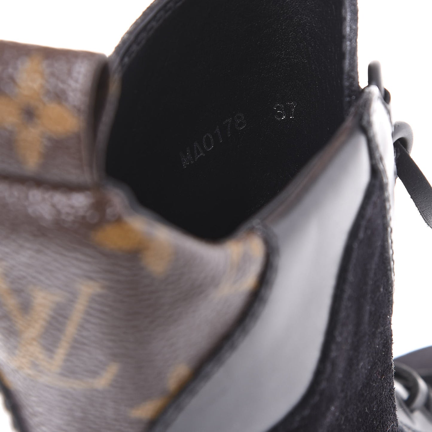 Suede Calfskin Monogram LV Black Heart Laureate Platform Desert Boots 37 Black