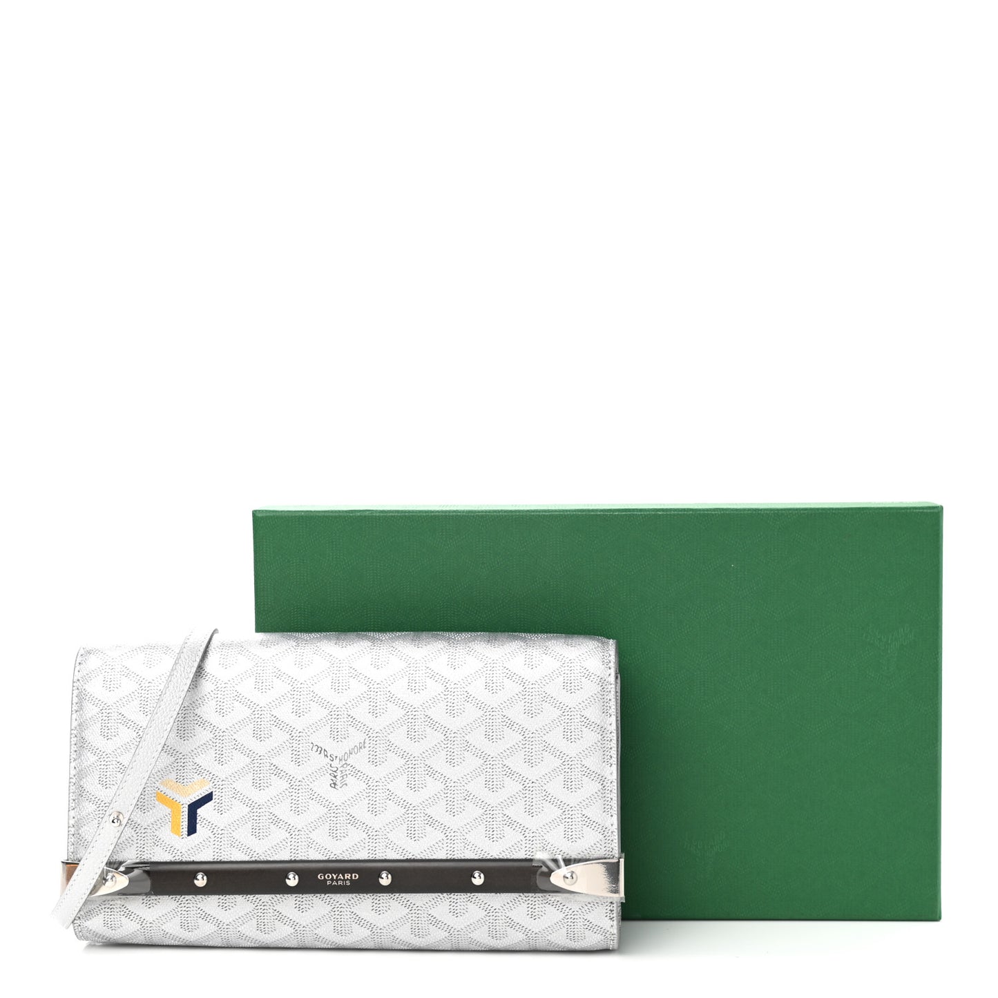 Goyardine Monte Carlo Bois Clutch With Strap Silver