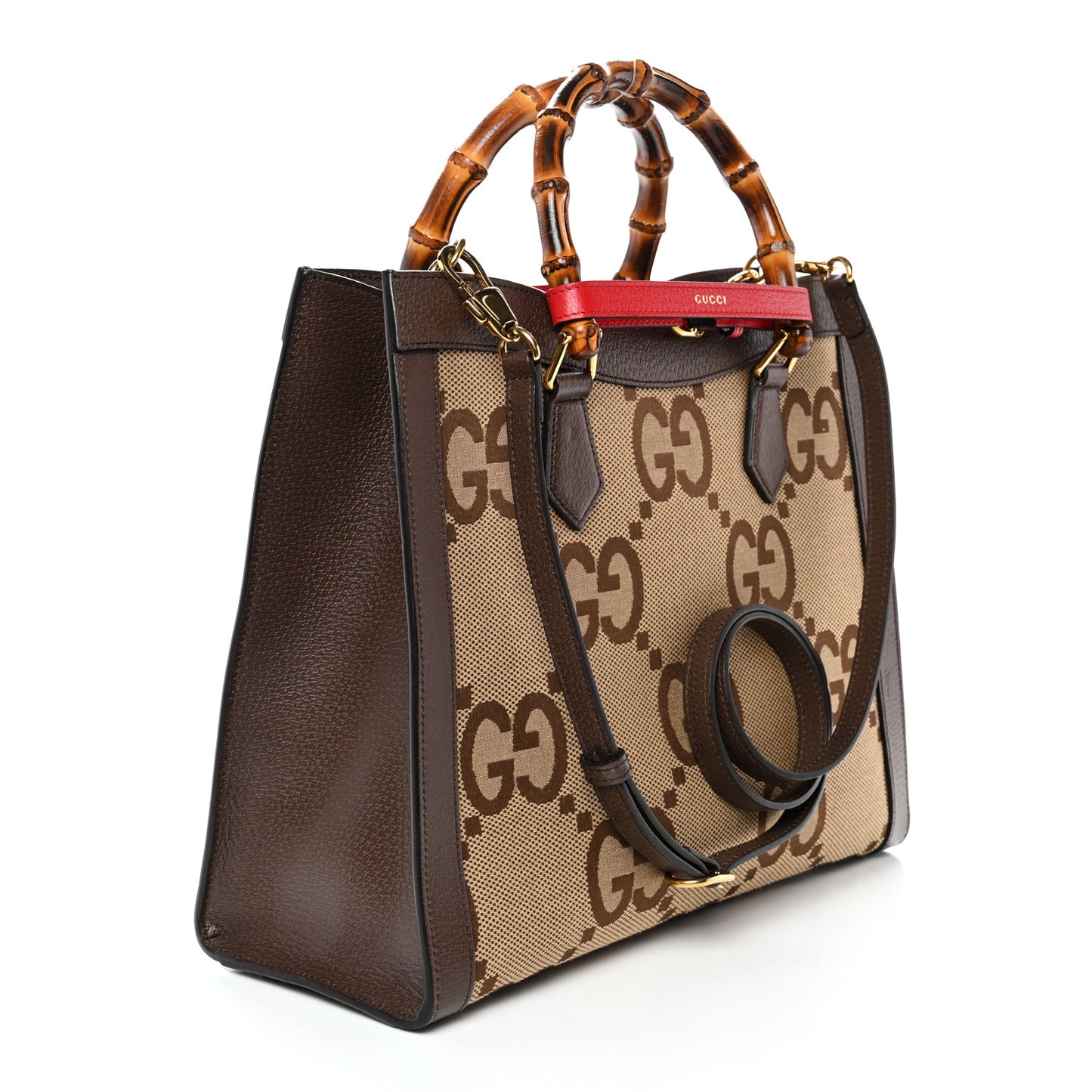 Monogram Jumbo GG Textured Dollar Calfskin Medium Diana Tote Bag Camel Ebony New Acero Pomegranate Red