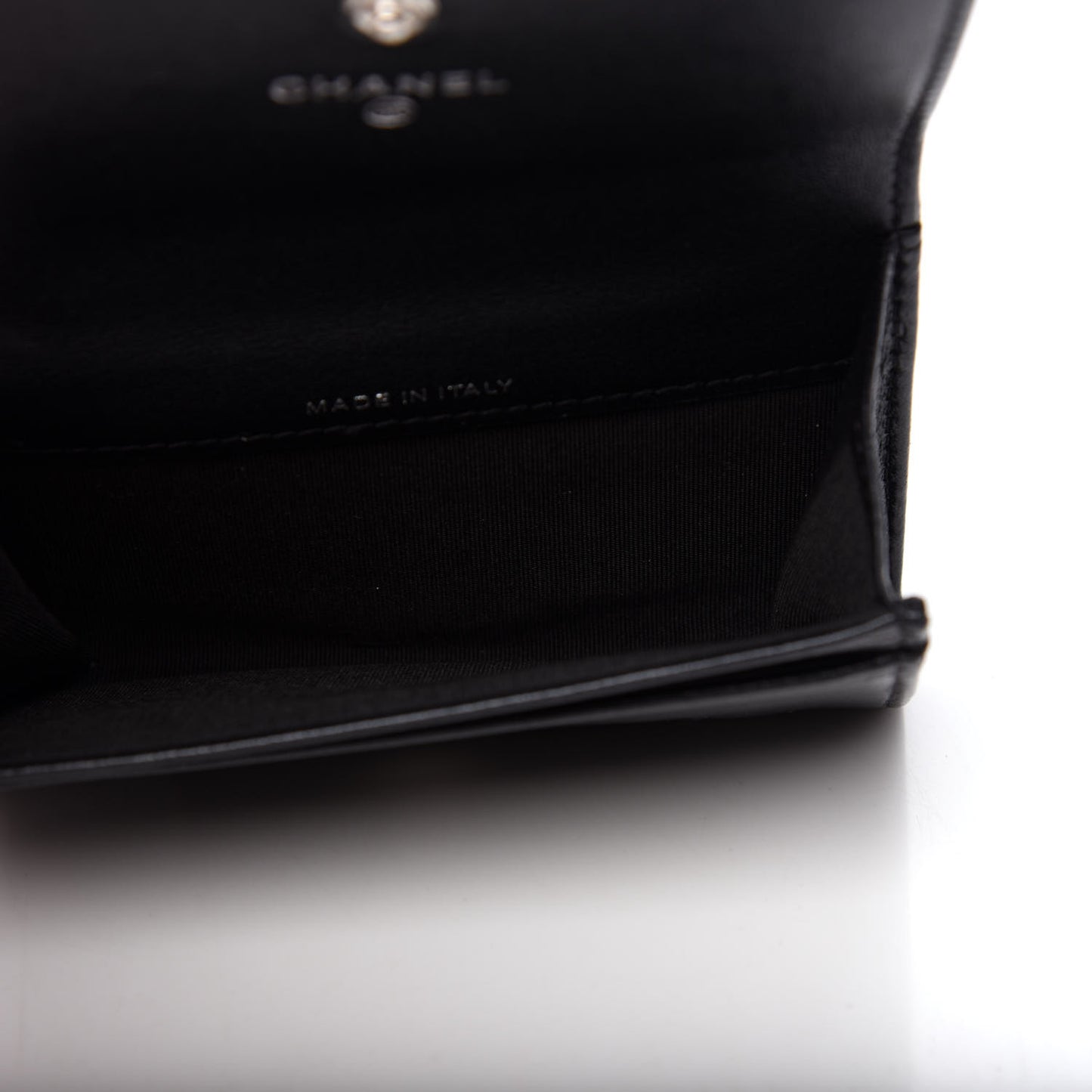 Caviar Quilted Vintage Mademoiselle Flap Card Holder Black