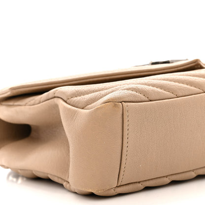 Saint Laurent Sheepskin Matelasse Chevron Monogram Medium College Bag Dark Beige 9 of 13