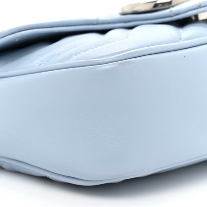 Gucci Calfskin Matelasse Super Mini GG Marmont Shoulder Bag Porcelain Light Blue 9 of 15