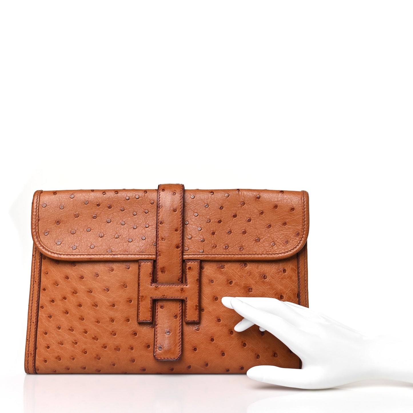 Ostrich Jige PM Clutch Cognac