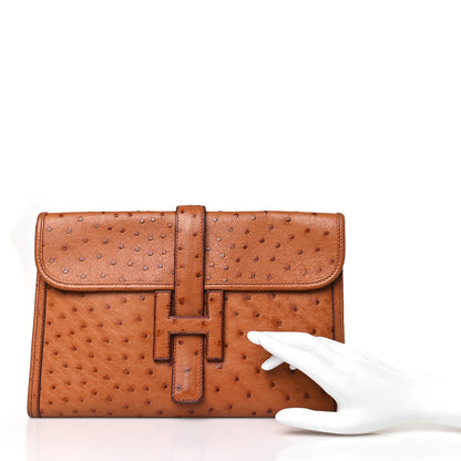 Hermes Ostrich Jige PM Clutch Cognac 2 of 9