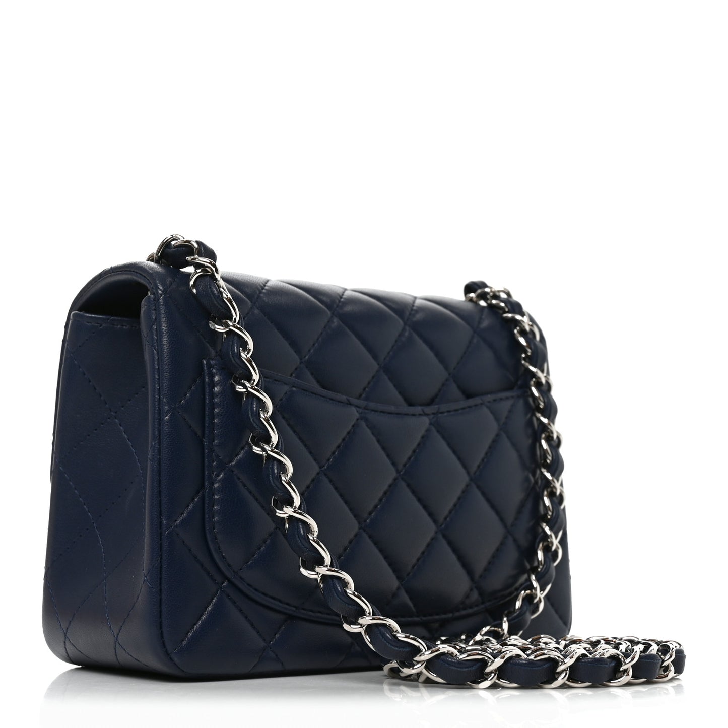 Lambskin Quilted Mini Square Flap Navy