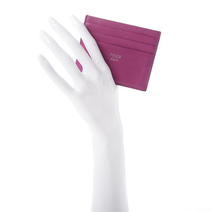 Fendi Vitello Dolce Bi-Color Card Holder Magenta Cobalt 2 of 7