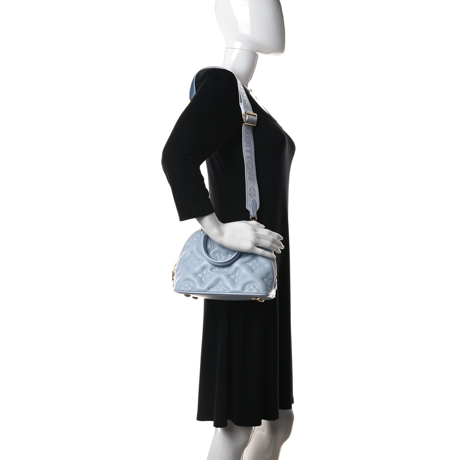 Louis Vuitton Calfskin Bubblegram Alma BB Ice Blue 2 of 11