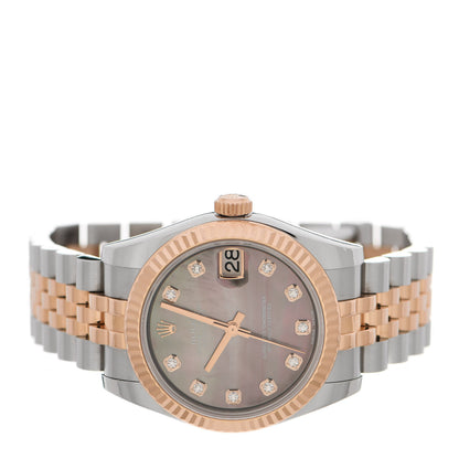 Rolex Stainless Steel 18K Everose Gold Diamond Black Mother of Pearl 31mm Oyster Perpetual Datejust Watch 178271 2 of 5