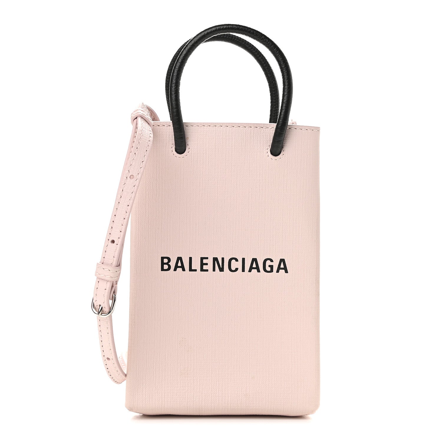 Balenciaga Squared Calfskin Logo Shopping Phone Holder Bag Light Rose 1 of 9