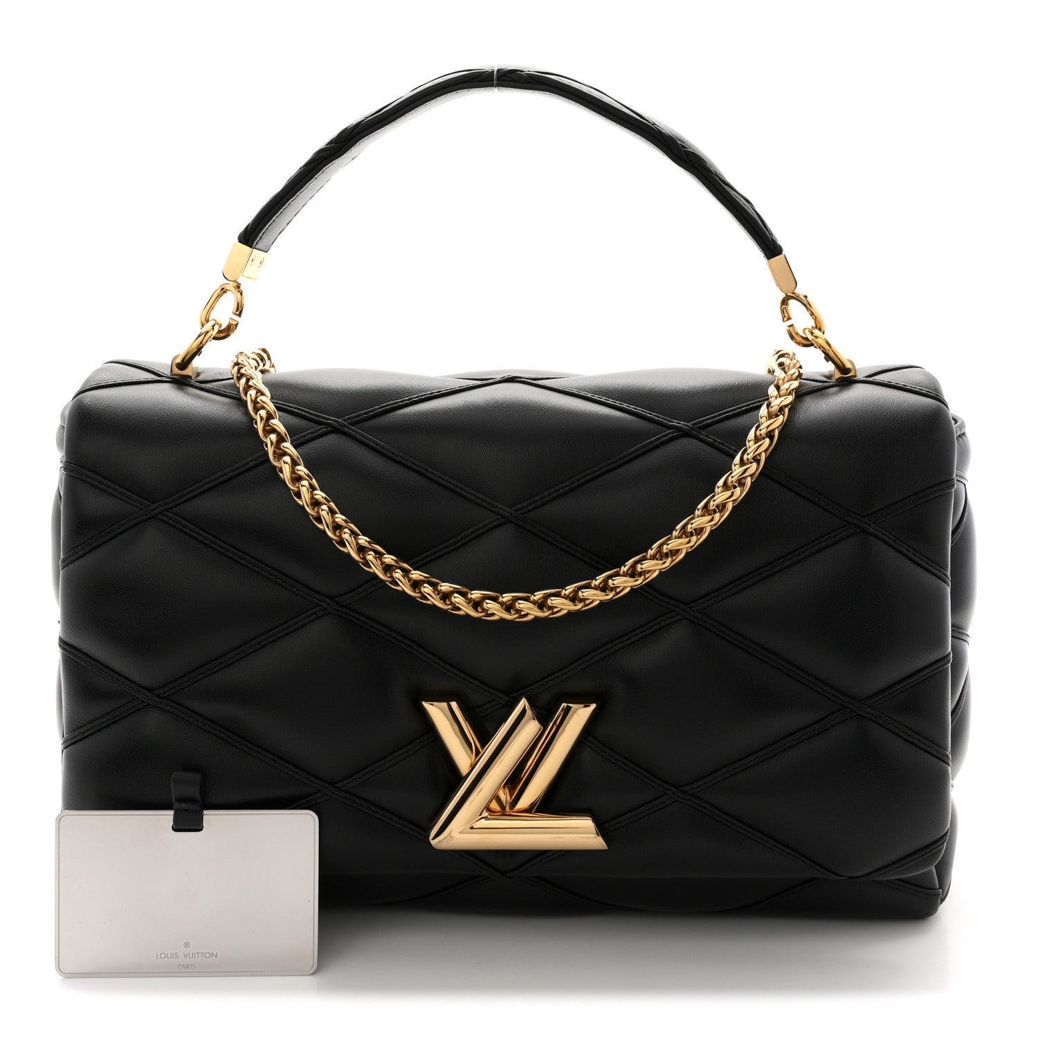 Louis Vuitton Lambskin Malletage Top Handle GO-14 GM Black 3 of 10