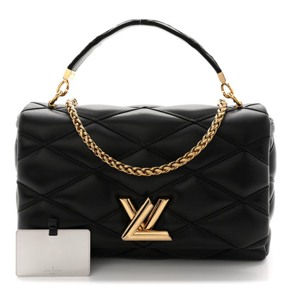 Louis Vuitton Lambskin Malletage Top Handle GO-14 GM Black 3 of 10