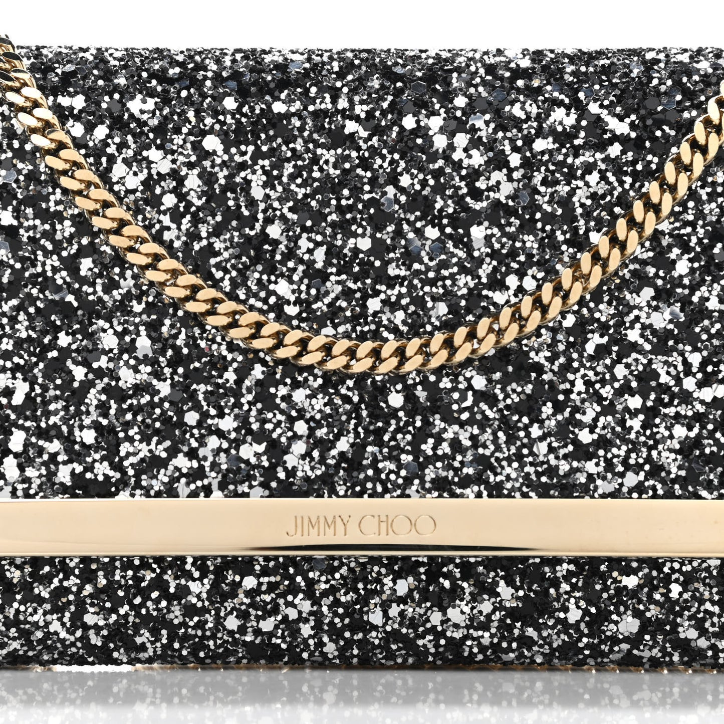 Glitter Milla Wallet on Chain Black