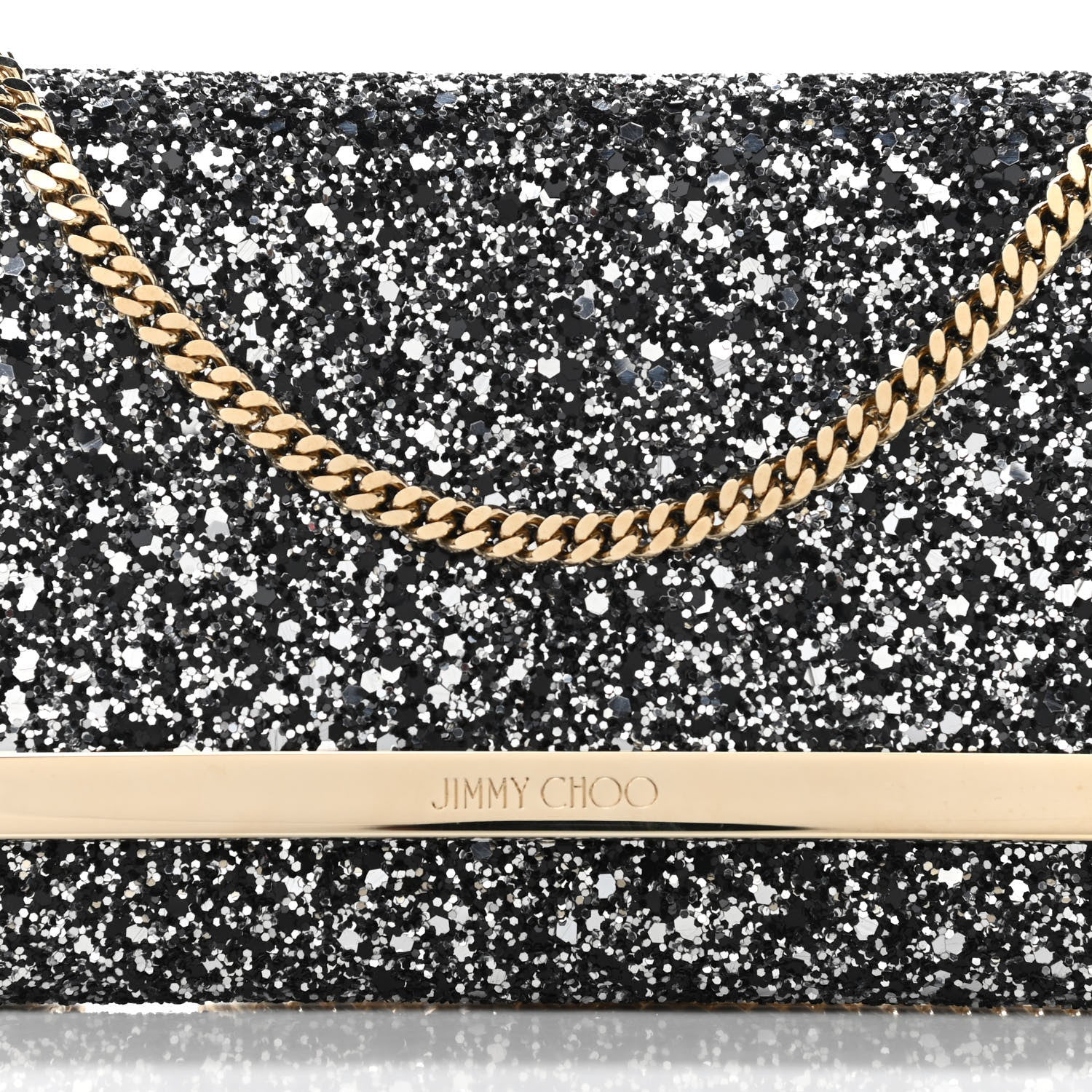 Jimmy Choo Glitter Milla Wallet on Chain Black 7 of 10